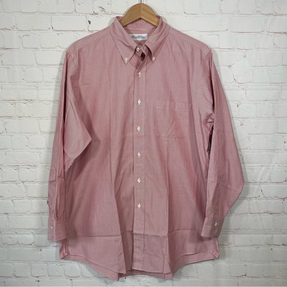Brooks Brothers Original Polo Shirt Mens 16-32 Red White Striped Long Sleeve - Picture 1 of 9